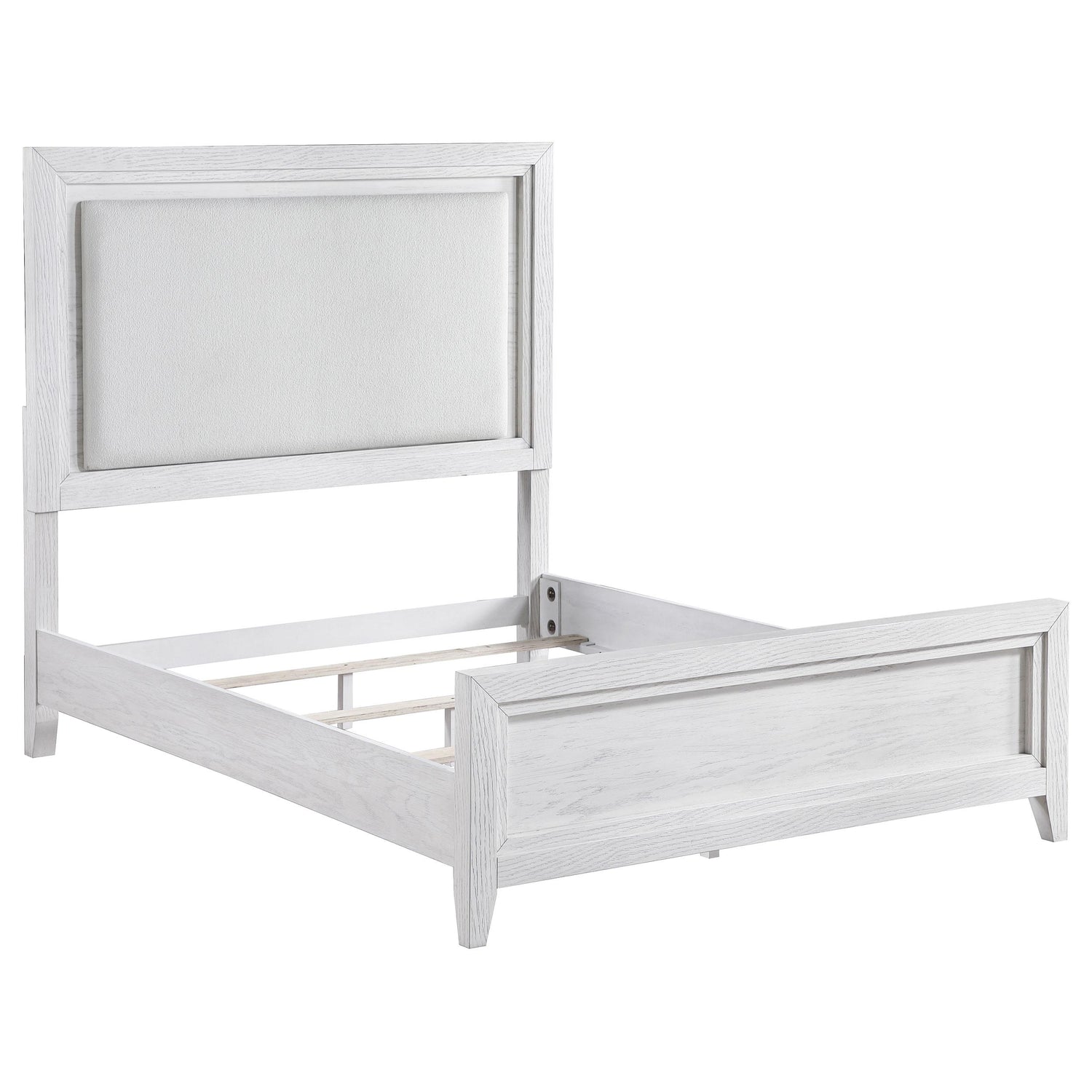 Marielle Queen Upholstered LED Panel Bed Distressed White - 224841Q