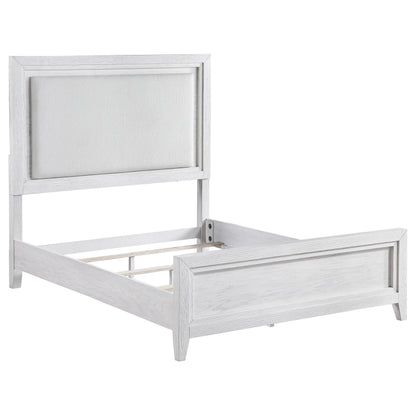 Marielle Queen Upholstered LED Panel Bed Distressed White - 224841Q