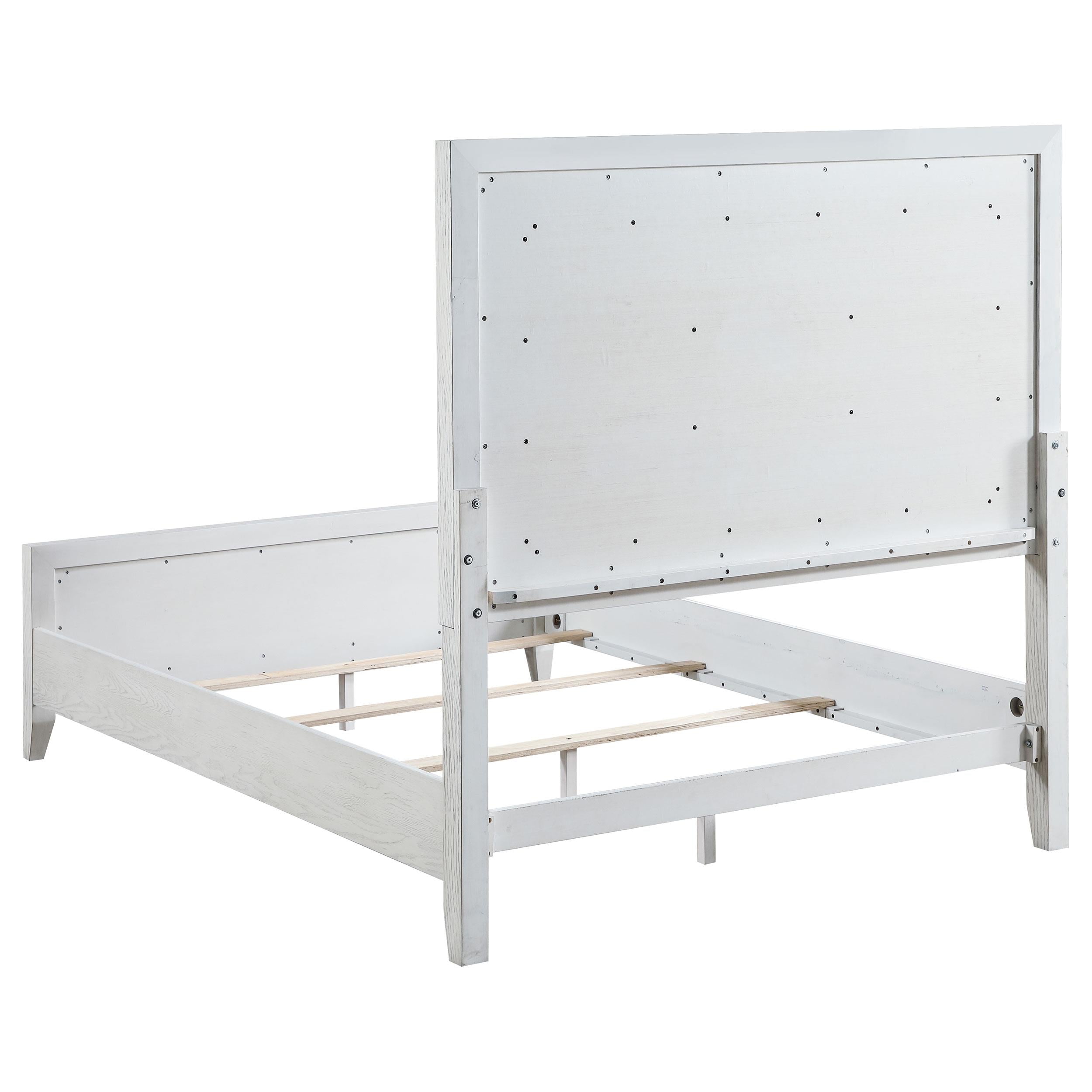 Marielle Queen Upholstered LED Panel Bed Distressed White - 224841Q