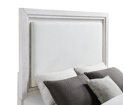 Marielle Queen Upholstered LED Panel Bed Distressed White - 224841Q