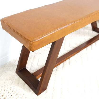 Marley Genuine Leather Bench In Tan - BEN01201301