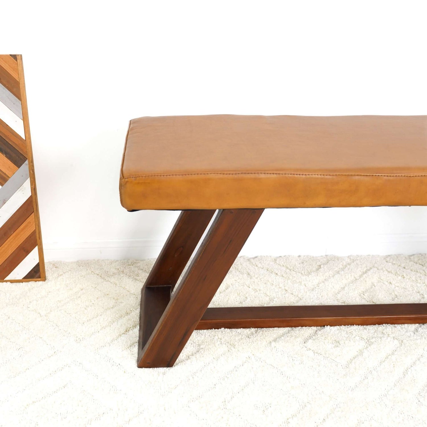 Marley Genuine Leather Bench In Tan - BEN01201301