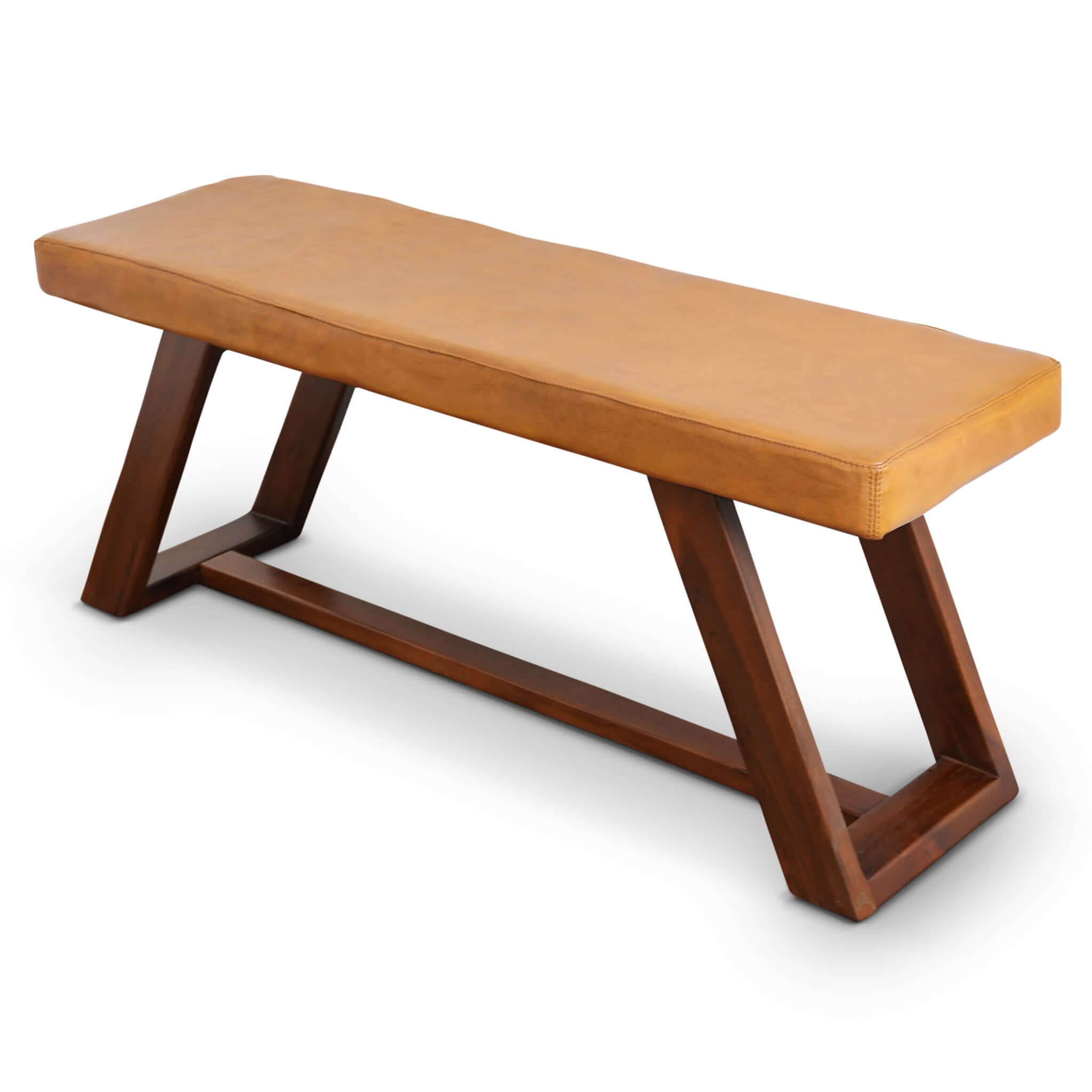 Marley Genuine Leather Bench In Tan - BEN01201301