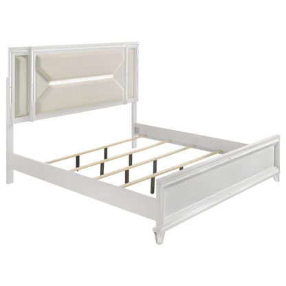 Marmore 64-inch Queen Panel Bed LED Headboard White - 224961Q