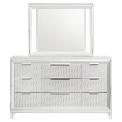 Marmore 9-drawer Dresser and LED Mirror White - 224963M