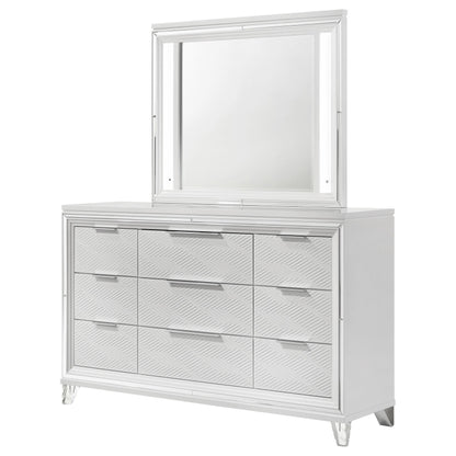 Marmore 9-drawer Dresser and LED Mirror White - 224963M