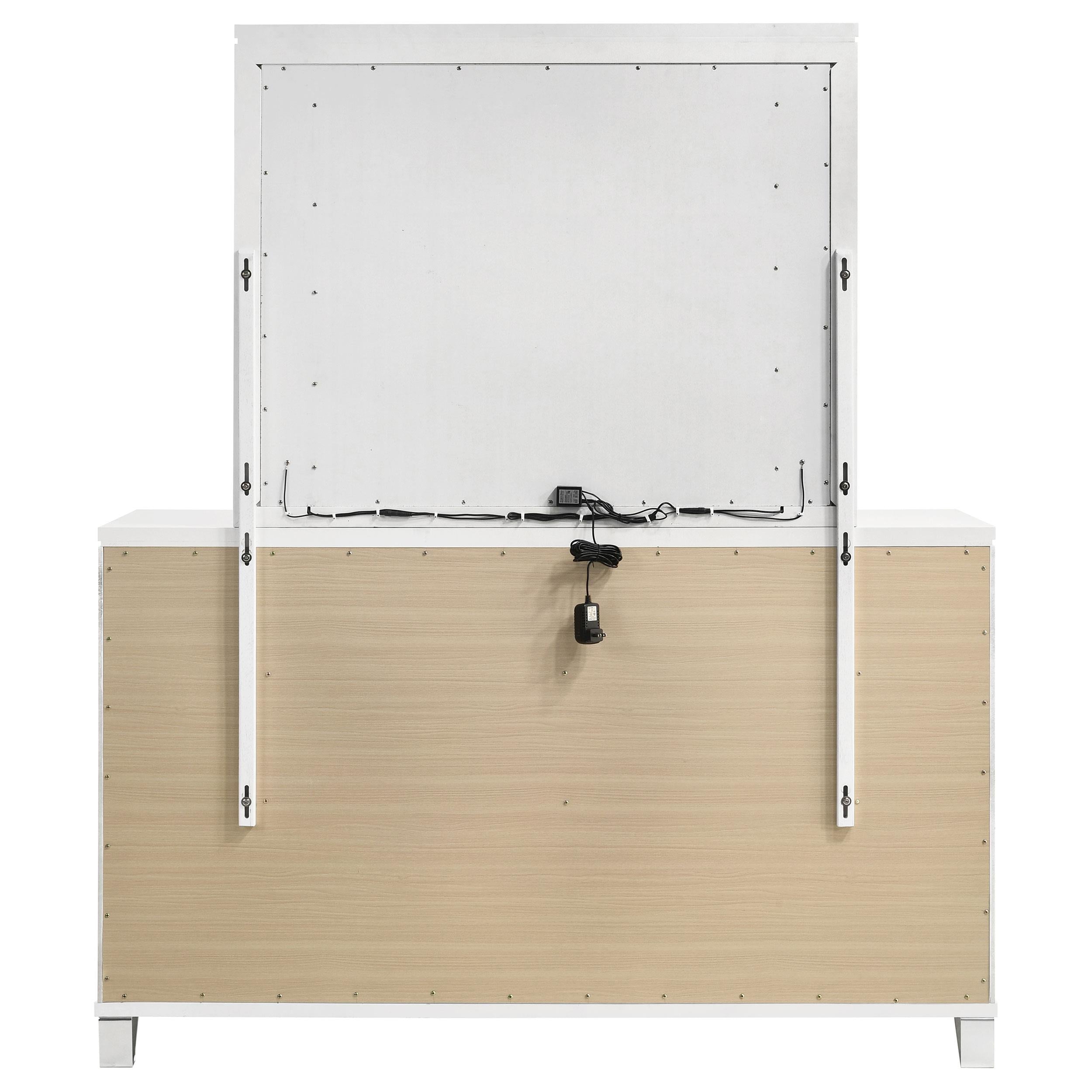 Marmore 9-drawer Dresser and LED Mirror White - 224963M