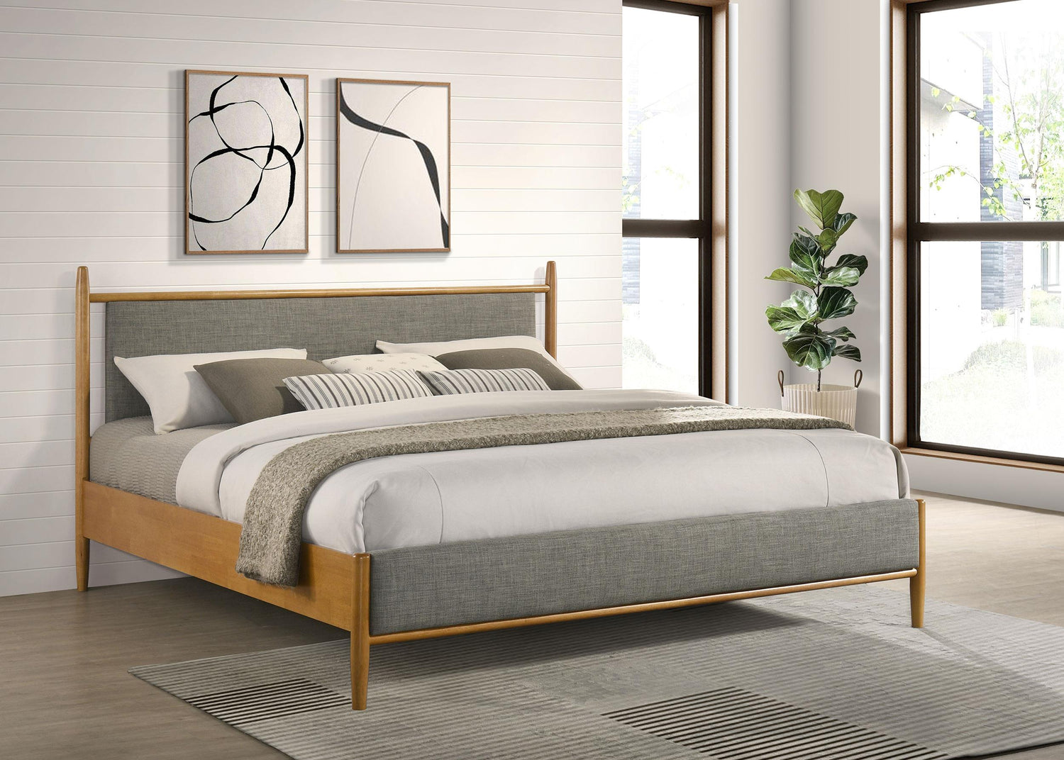 Mason 46-inch Eastern King Panel Platform Bed Light Brown - 315914KE
