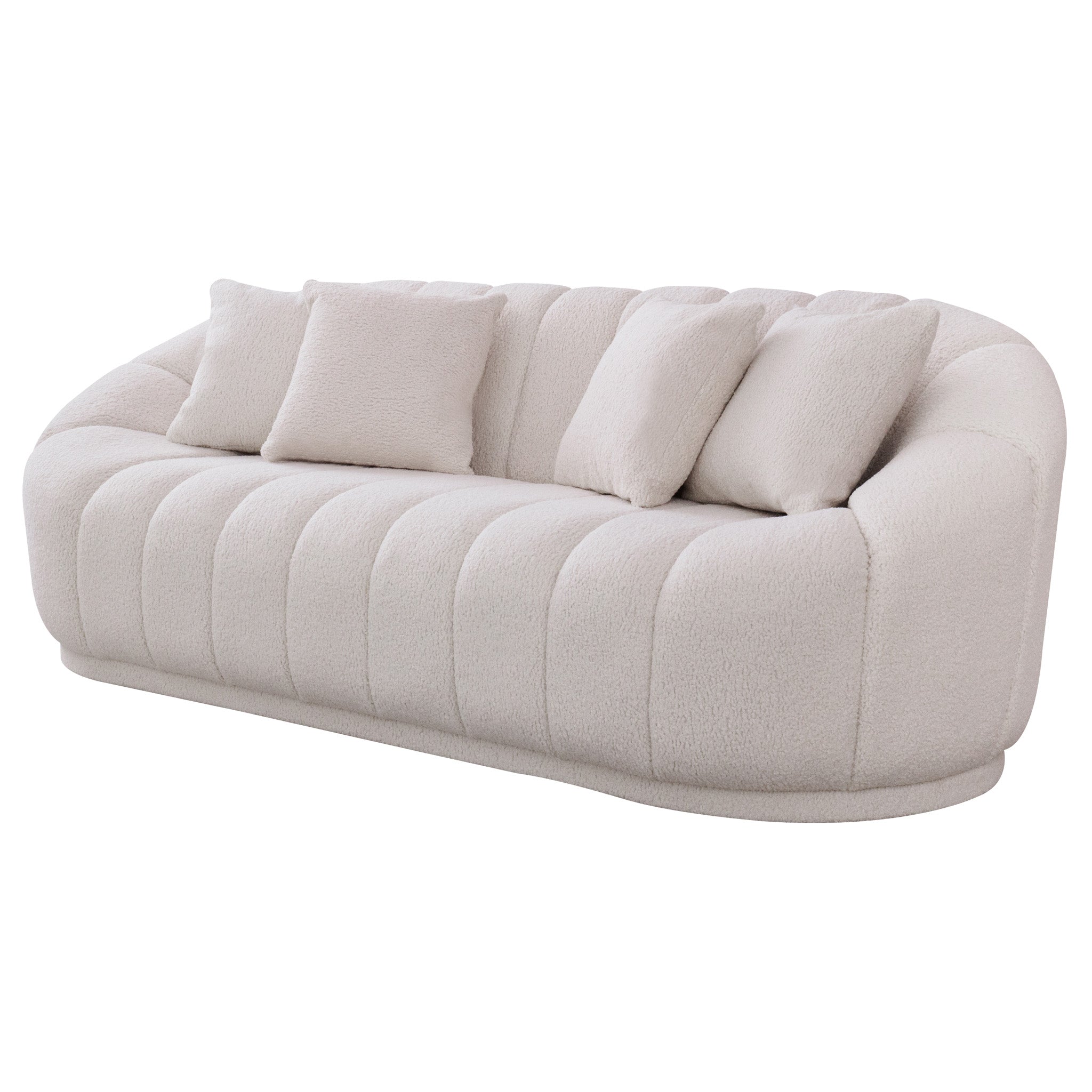Maximilian Modern Japandi Style Tight Back Boucle Couches - SOF03001702