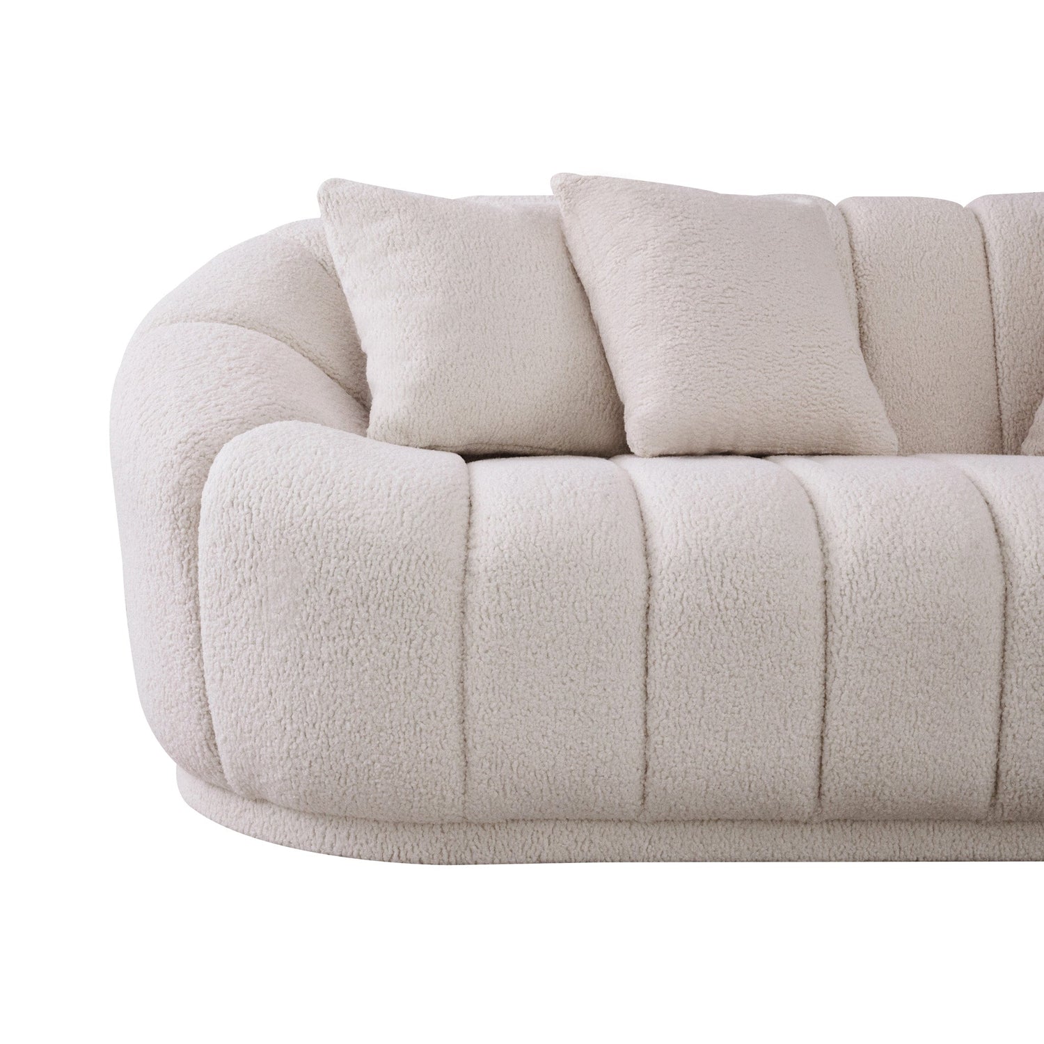 Maximilian Modern Japandi Style Tight Back Boucle Couches - SOF03001702