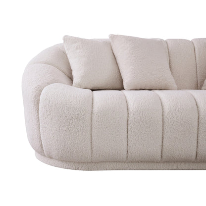 Maximilian Modern Japandi Style Tight Back Boucle Couches - SOF03001702