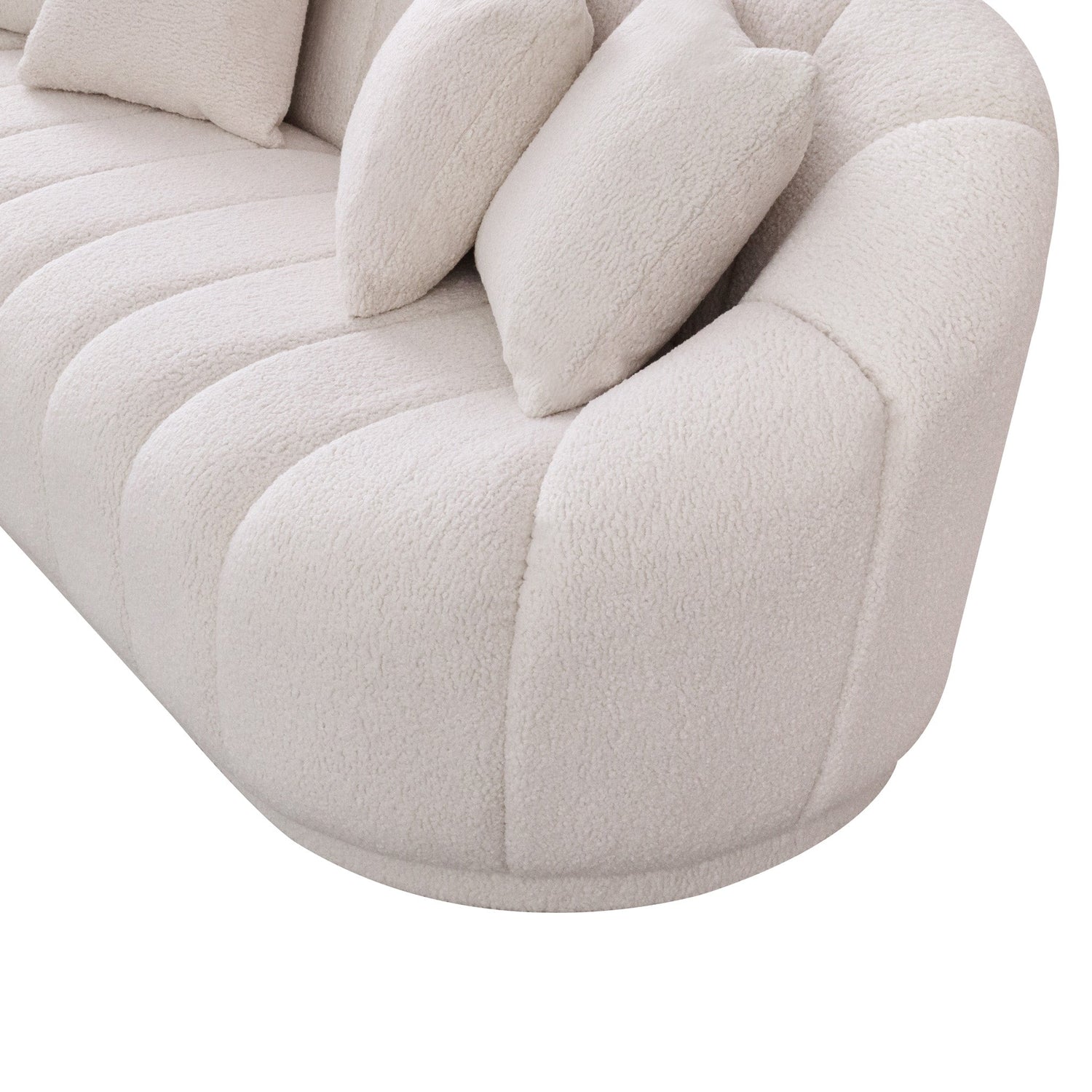 Maximilian Modern Japandi Style Tight Back Boucle Couches - SOF03001702
