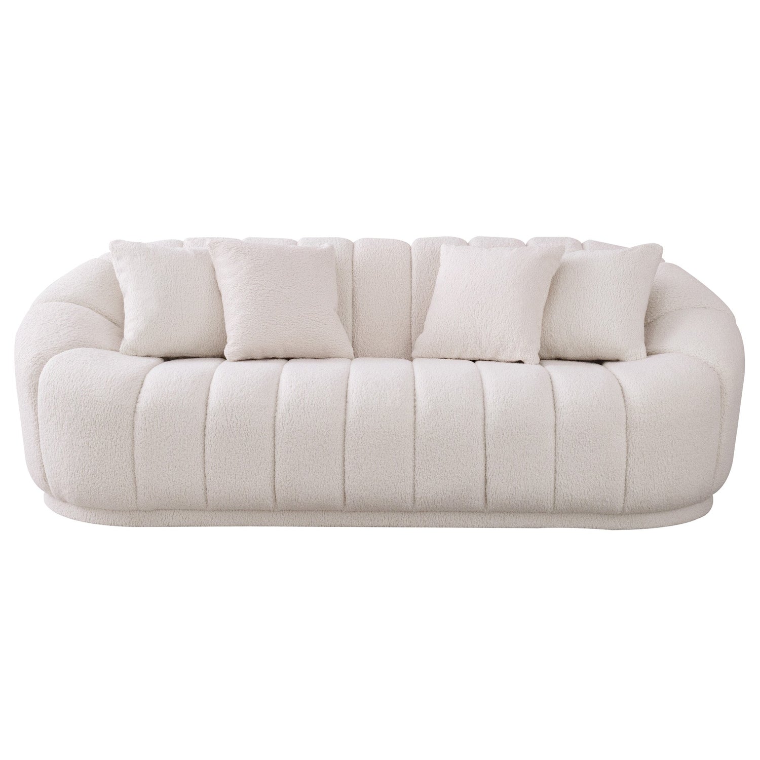Maximilian Modern Japandi Style Tight Back Boucle Couches - SOF03001702
