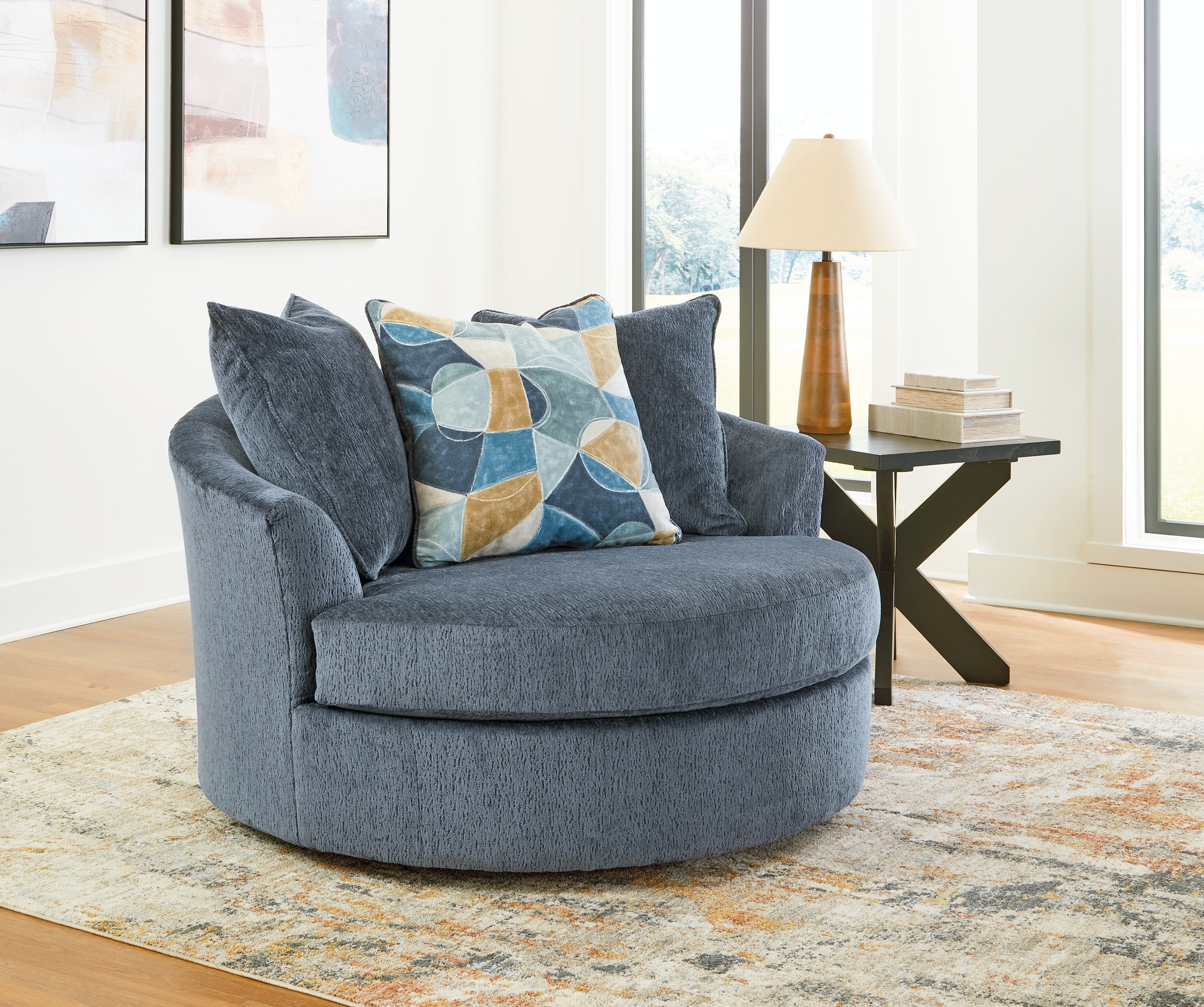 Maxon Place Navy Oversized Chair and Ottoman - 33003U1