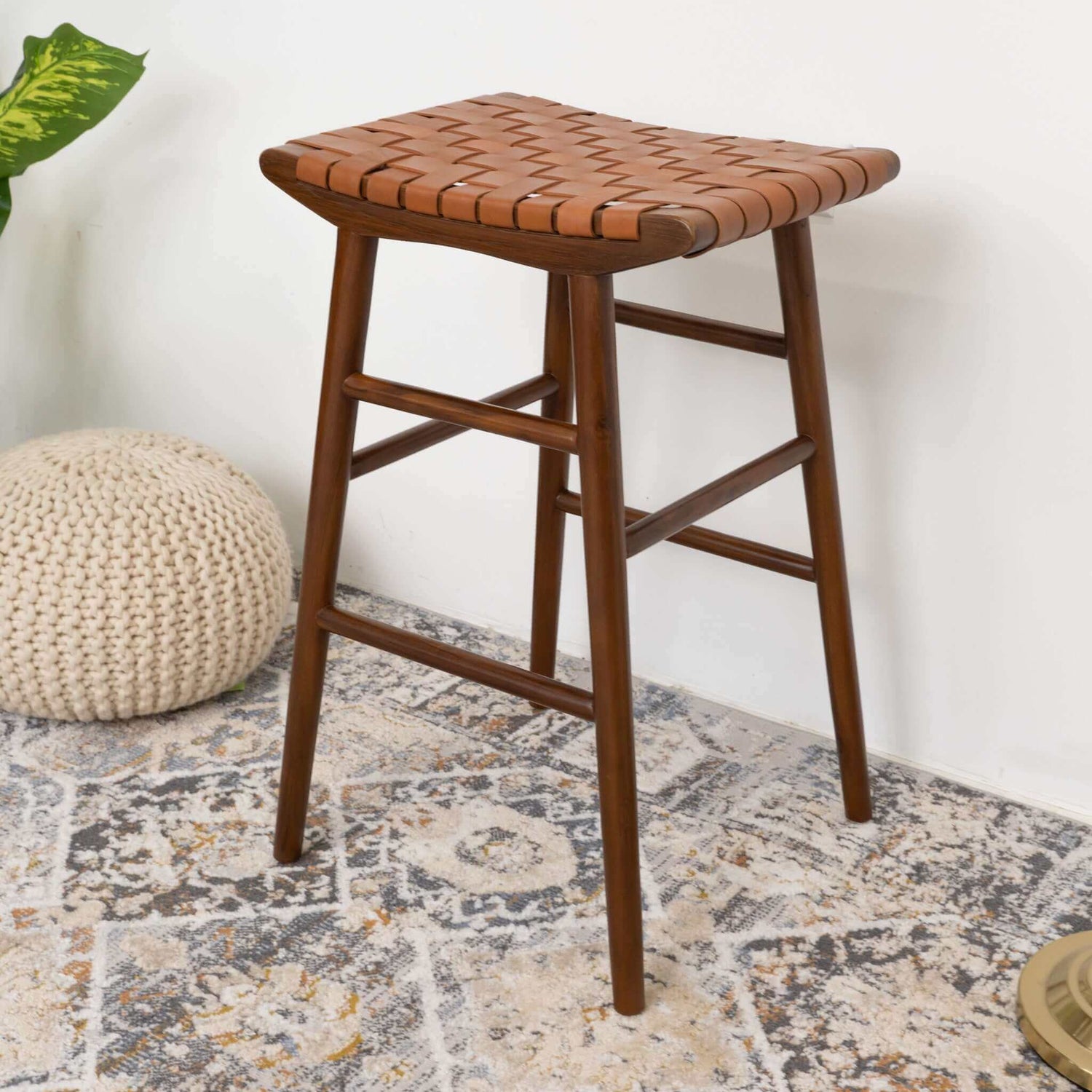Maya 30" Genuine Leather Stool In Tan - STL01200601