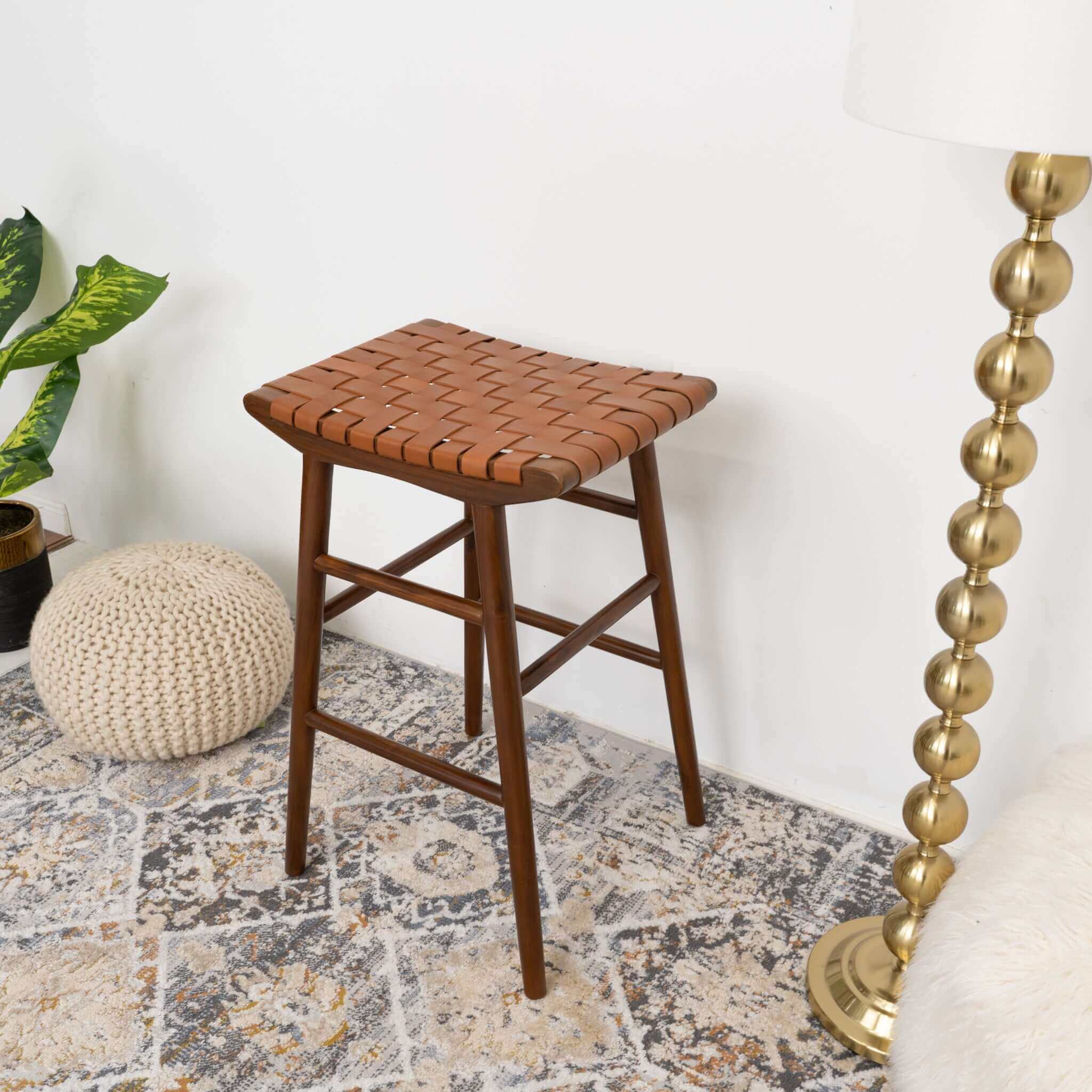 Maya 30" Genuine Leather Stool In Tan - STL01200601