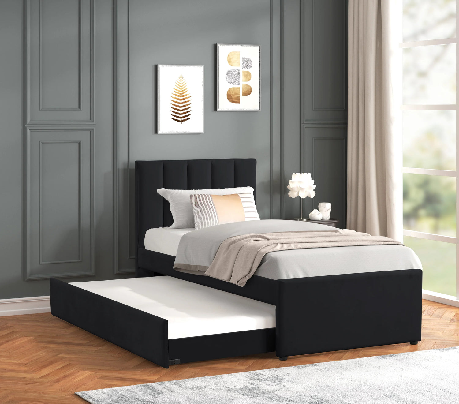 MAYA - Black Twin, Full Platform Bed w/ Trundle *FULL - MAYA BLACK FULL