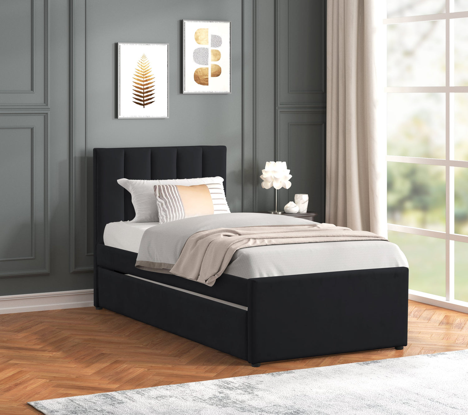 MAYA - Black Twin, Full Platform Bed w/ Trundle *FULL - MAYA BLACK FULL