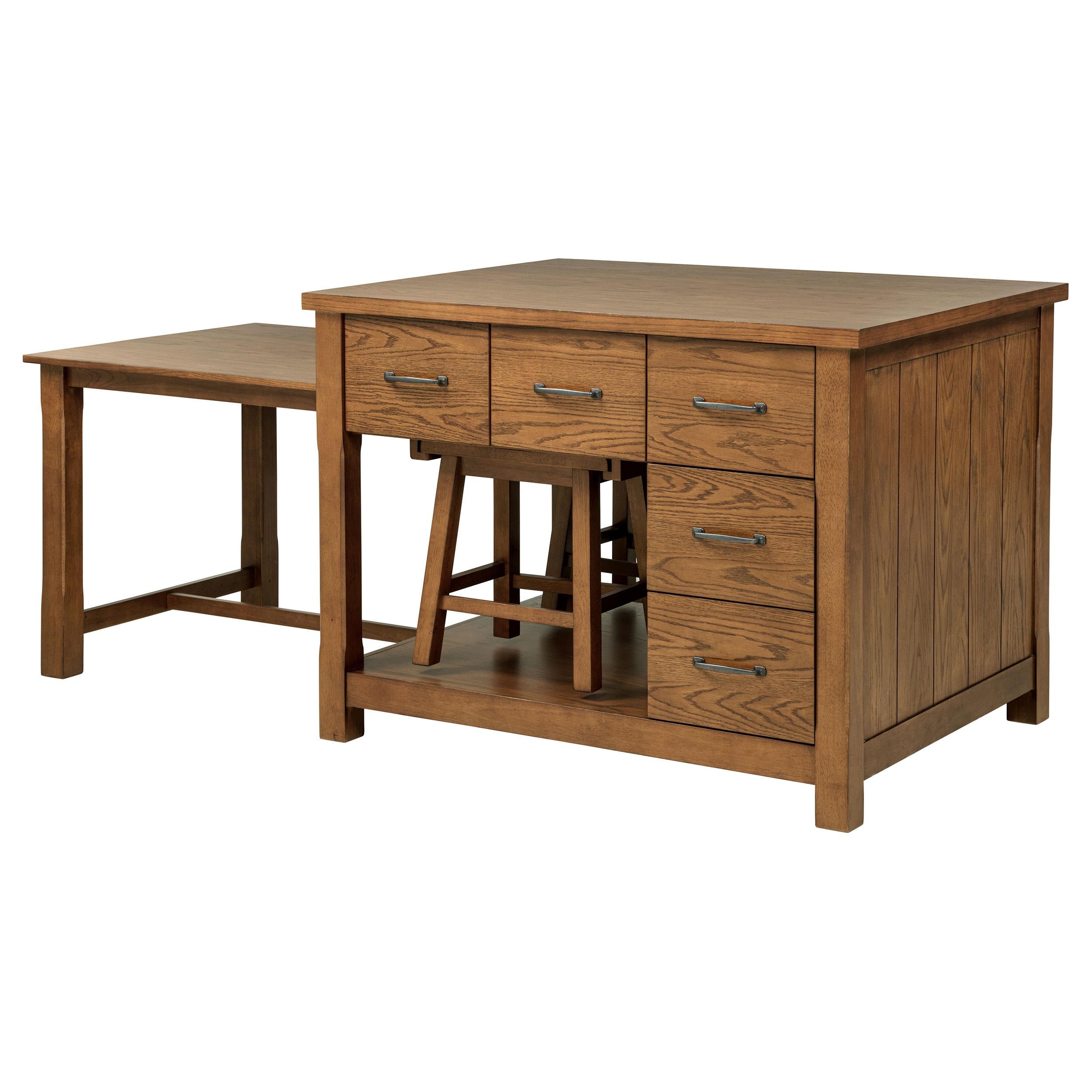 Mayfair 3-piece Kitchen Island with Extension Table Dark Oak - 182446