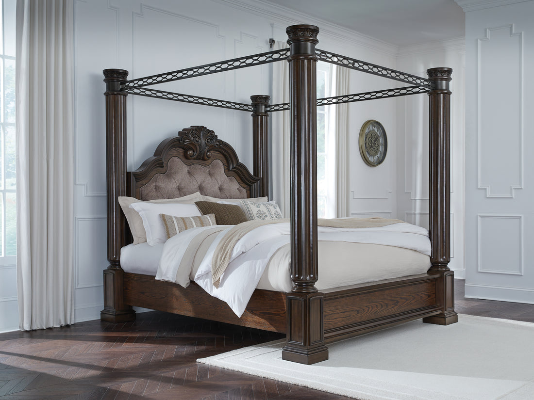 Maylee Dark Brown California King Canopy Bed - B947B11