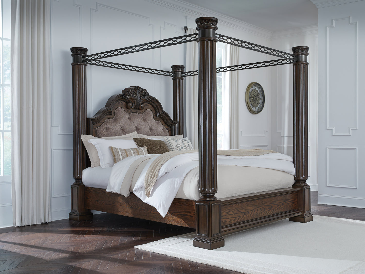 Maylee Dark Brown California King Canopy Bed - B947B11