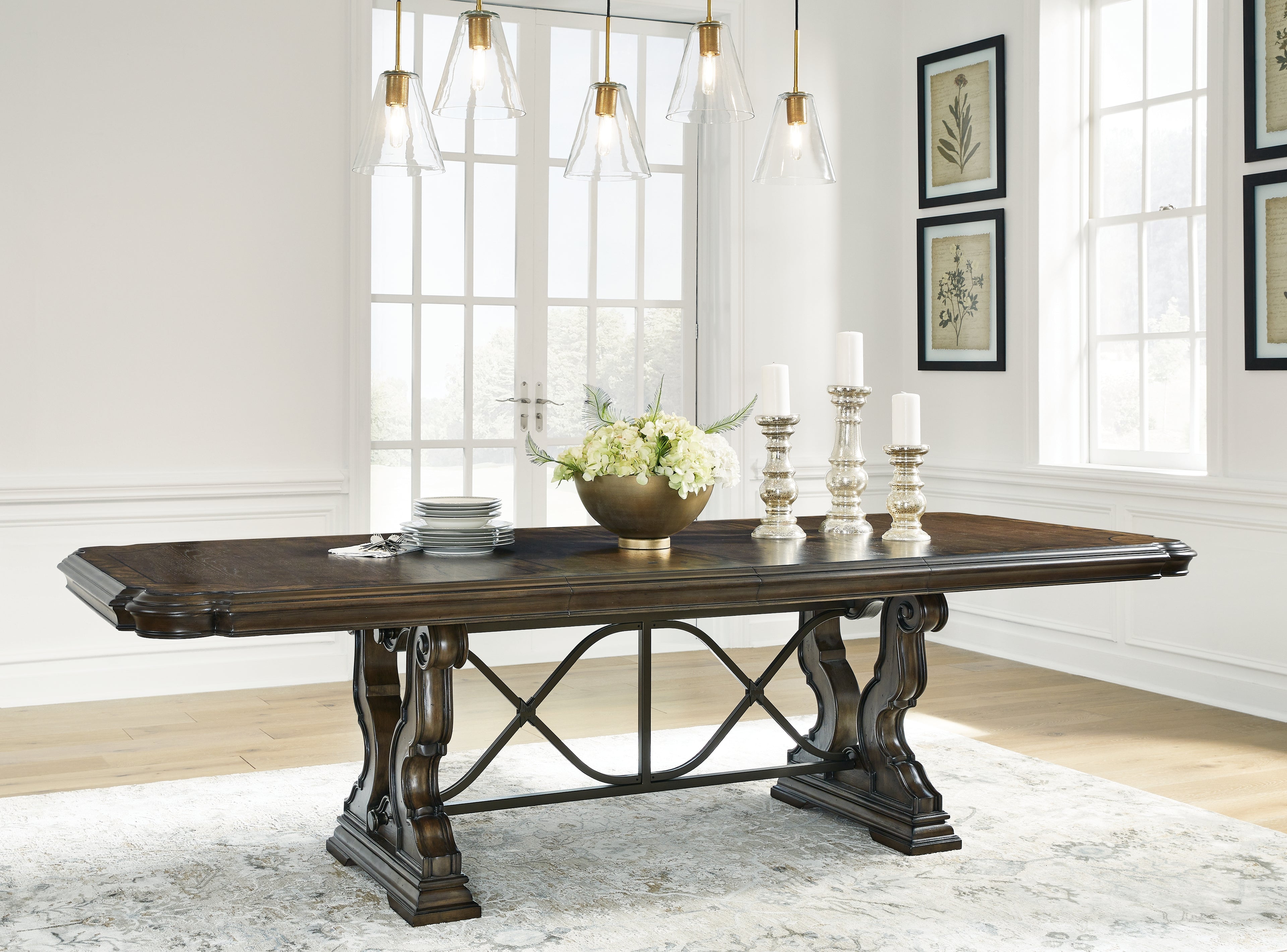Maylee Dark Brown Dining Table and 4 Chairs - D947D10