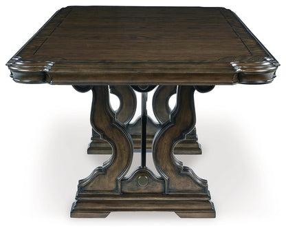 Maylee Dining Table and 6 Chairs with China Cabinet in Dark Brown from Ashley - Luna Furniture