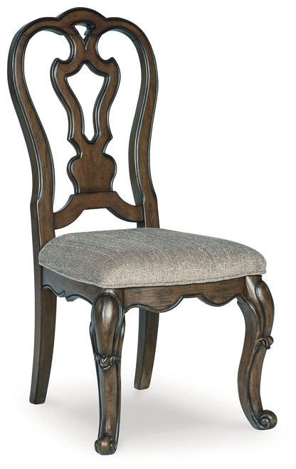Maylee Dining Table and 6 Chairs with China Cabinet in Dark Brown from Ashley - Luna Furniture
