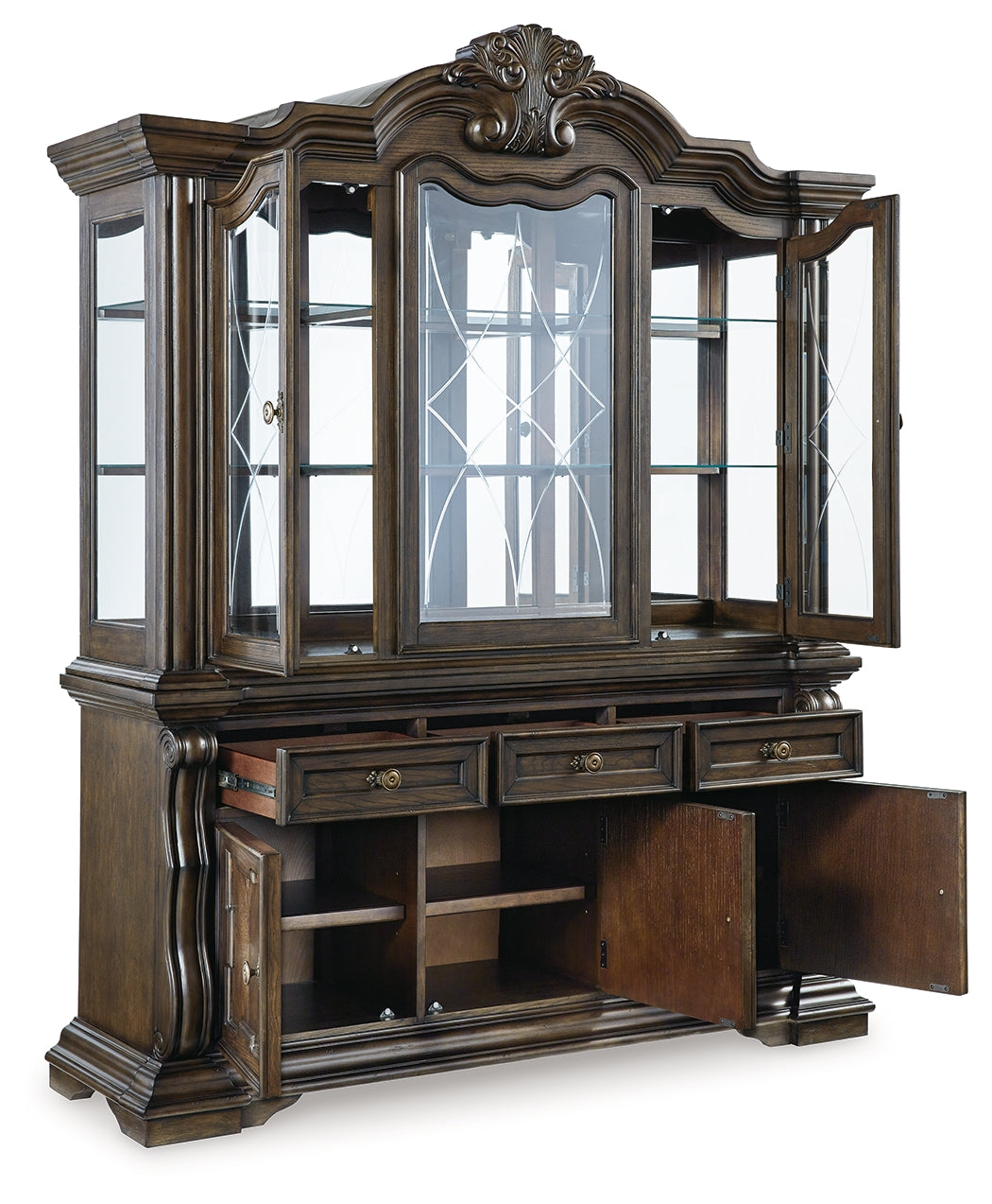 Maylee Dining Table with 6 Chairs and Buffet and Hutch - D947D13