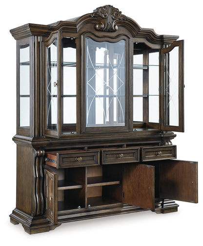 Maylee Dining Table with 6 Chairs and Buffet and Hutch - D947D13