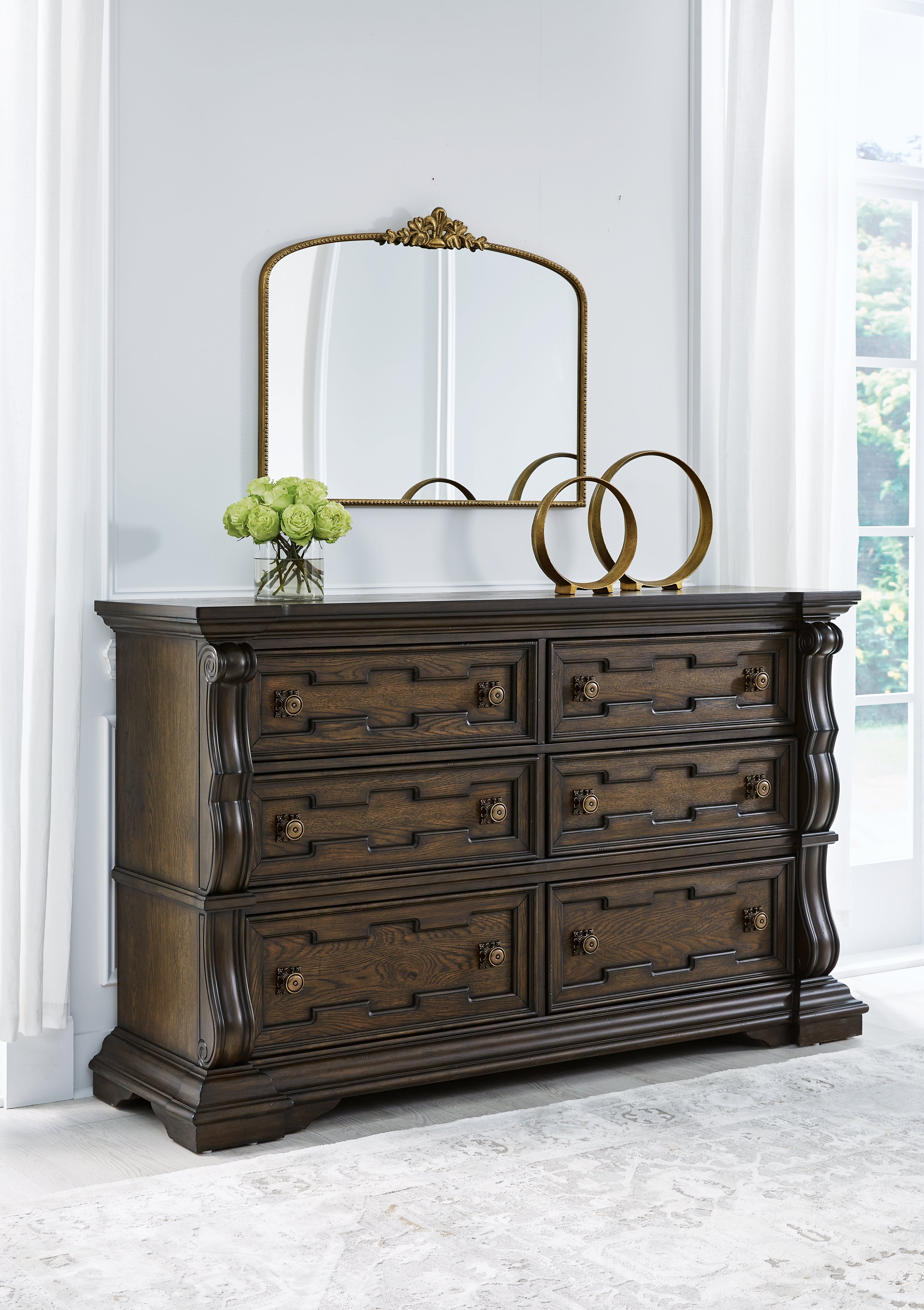 Maylee King Canopy Bed with Dresser and Nightstand in Dark Brown from Ashley - Luna Furniture