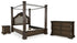 Maylee King Canopy Bed with Dresser and Nightstand in Dark Brown from Ashley - Luna Furniture