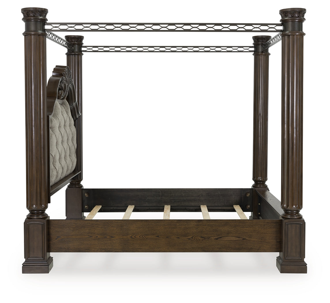 Maylee King Canopy Bed with Dresser in Dark Brown from Ashley - Luna Furniture