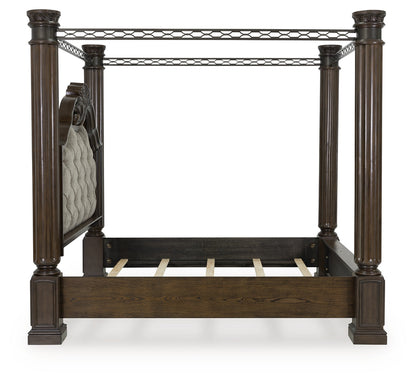 Maylee King Canopy Bed with Dresser in Dark Brown from Ashley - Luna Furniture