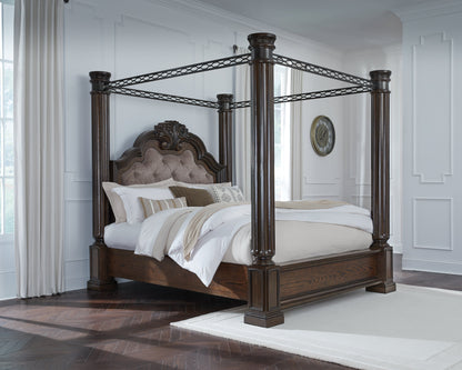 Maylee King Canopy Bed with Dresser in Dark Brown from Ashley - Luna Furniture