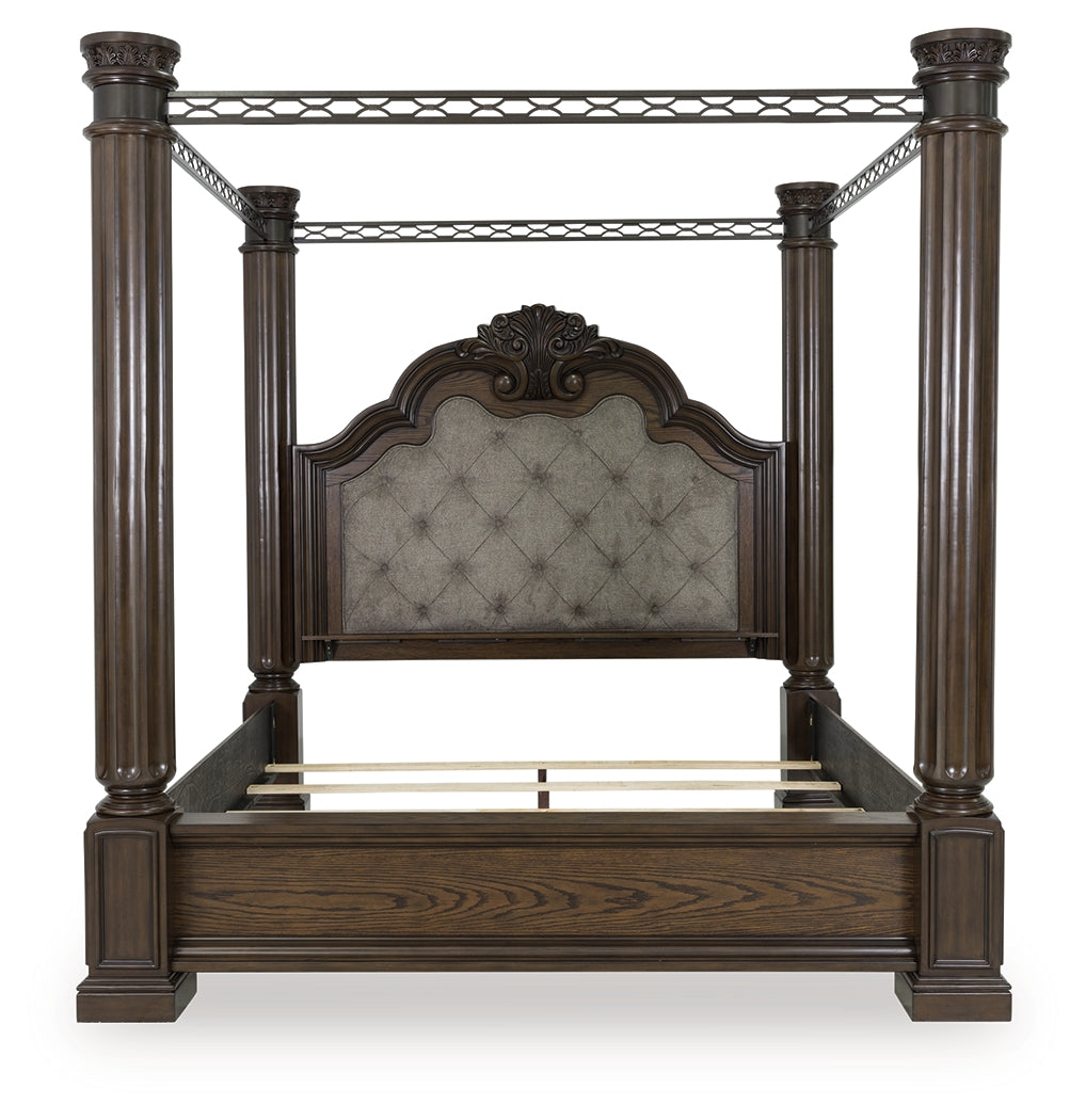 Maylee King Canopy Bed with Dresser in Dark Brown from Ashley - Luna Furniture