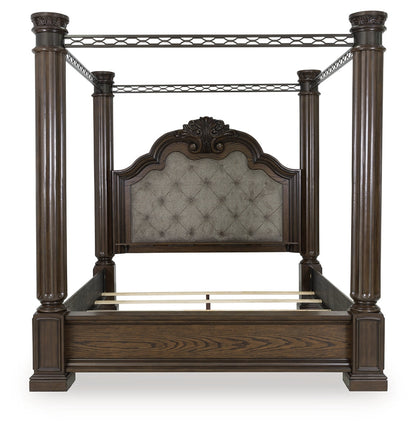 Maylee King Canopy Bed with Dresser in Dark Brown from Ashley - Luna Furniture