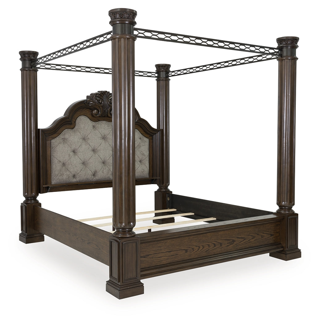 Maylee King Canopy Bed with Dresser in Dark Brown from Ashley - Luna Furniture