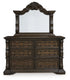 Maylee King Upholstered Bed, Dresser, Mirror and 2 Nightstands - B947B15