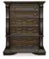 Maylee King Upholstered Panel Bed, Chest and 2 Nightstands - B947B19