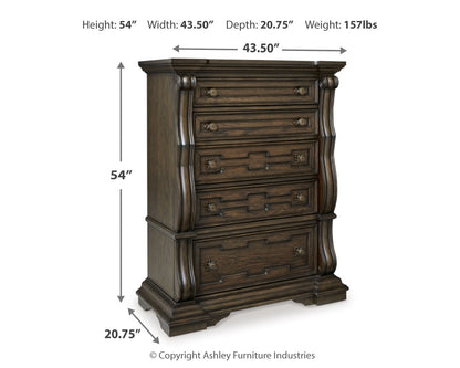 Maylee King Upholstered Panel Bed, Chest and 2 Nightstands - B947B19