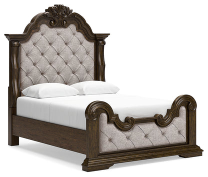 Maylee Queen Upholstered Bed, Dresser, Chest and Nightstand - B947B12