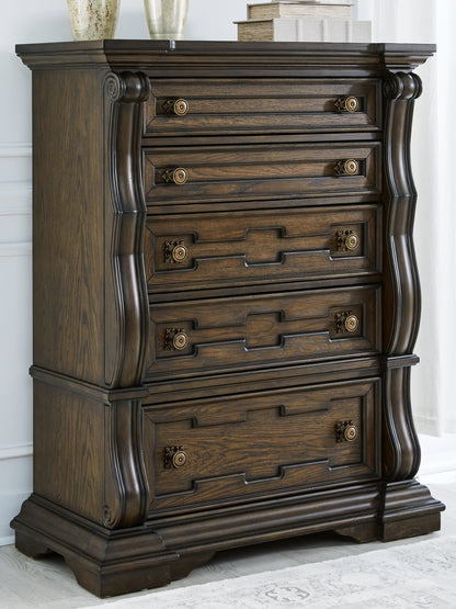 Maylee Queen Upholstered Bed, Dresser, Chest and Nightstand - B947B12