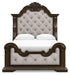 Maylee Queen Upholstered Bed with 2 Nightstands in Dark Brown - PKG017035