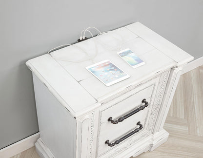 McKinney 2-drawer Nightstand with Dual USB Vintage White - 215872