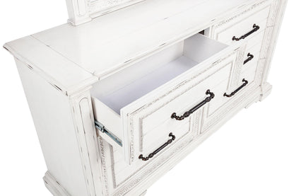 McKinney 6-drawer Bedroom Dresser with Mirror Vintage White - 215873M
