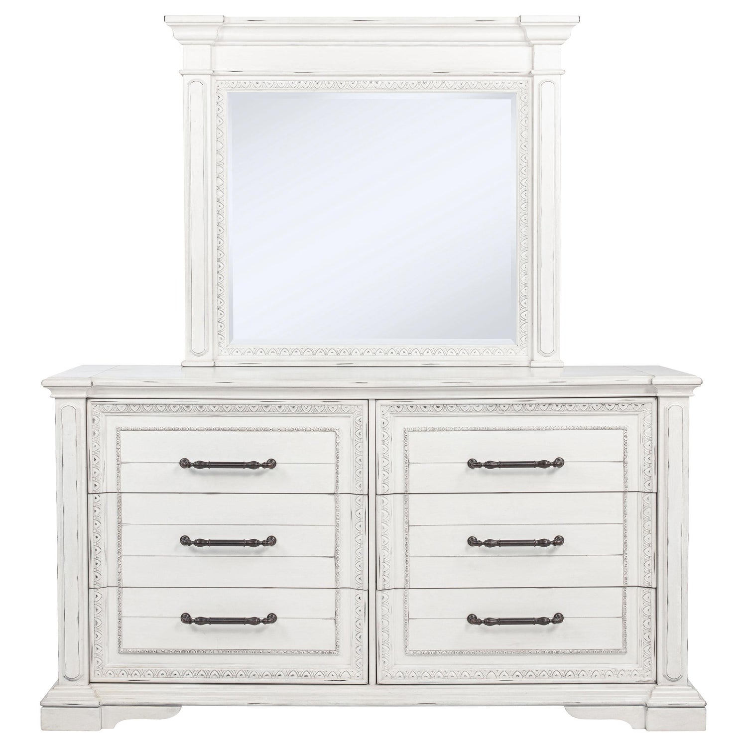 McKinney 6-drawer Bedroom Dresser with Mirror Vintage White - 215873M