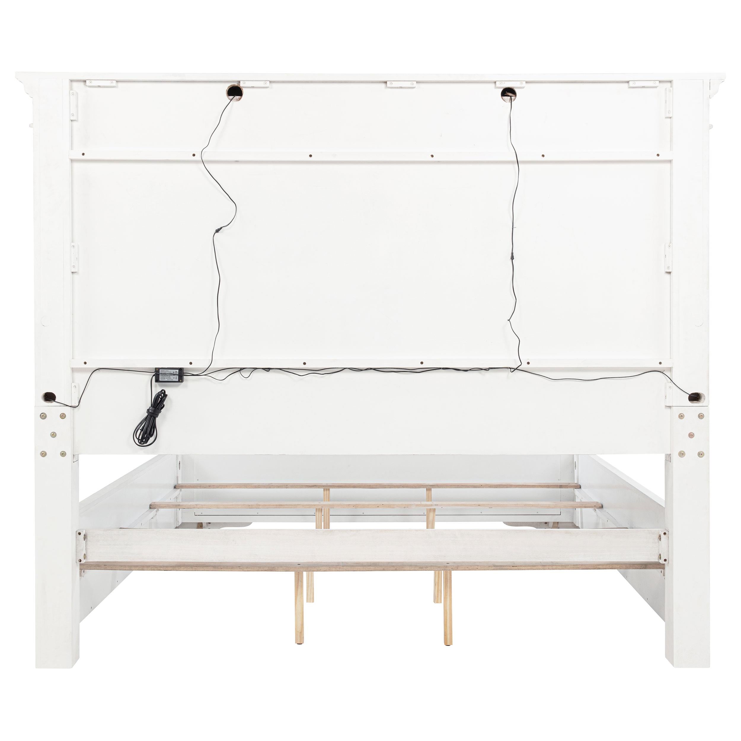 McKinney Queen LED Light Panel Bed Vintage White - 215871Q