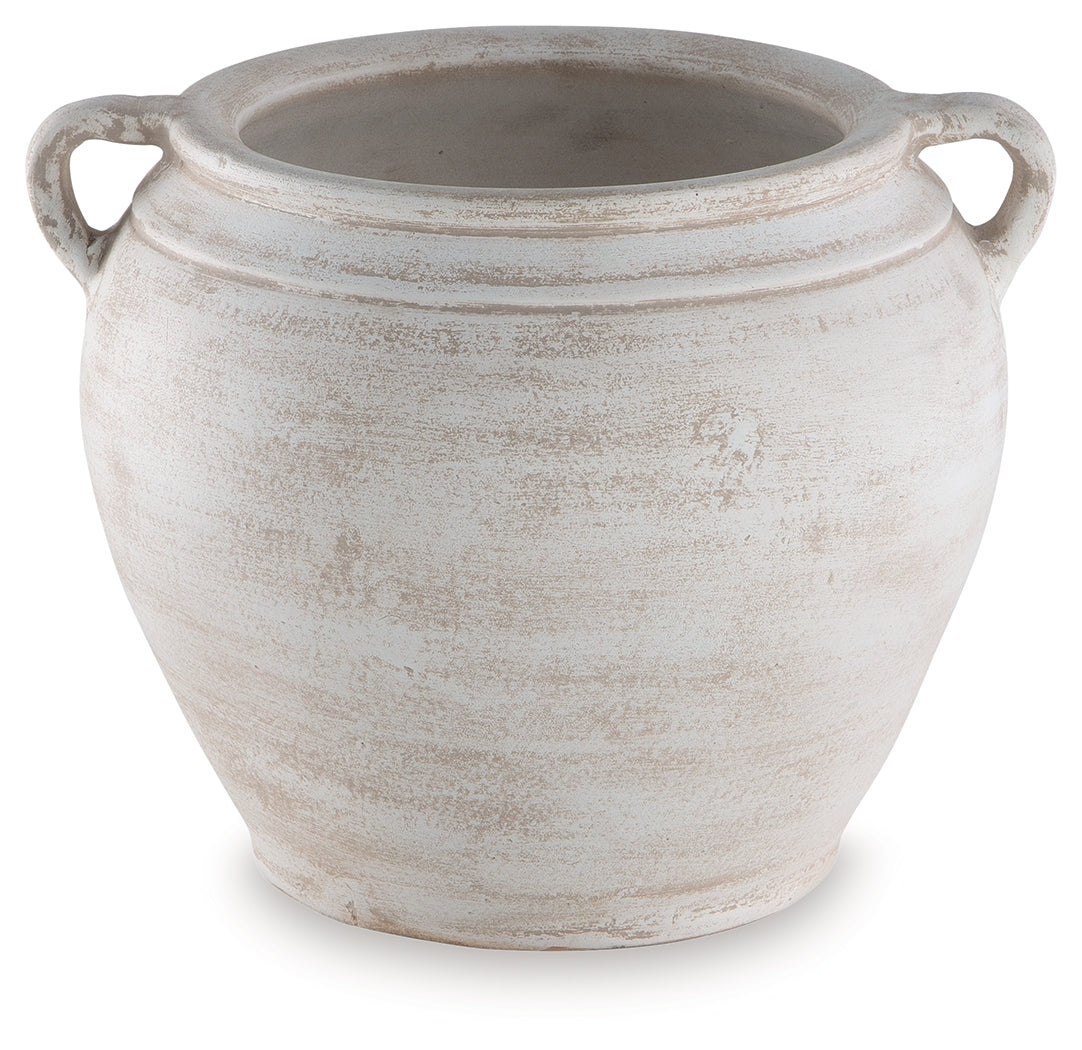 Meadie Distressed White Vase - A2000787