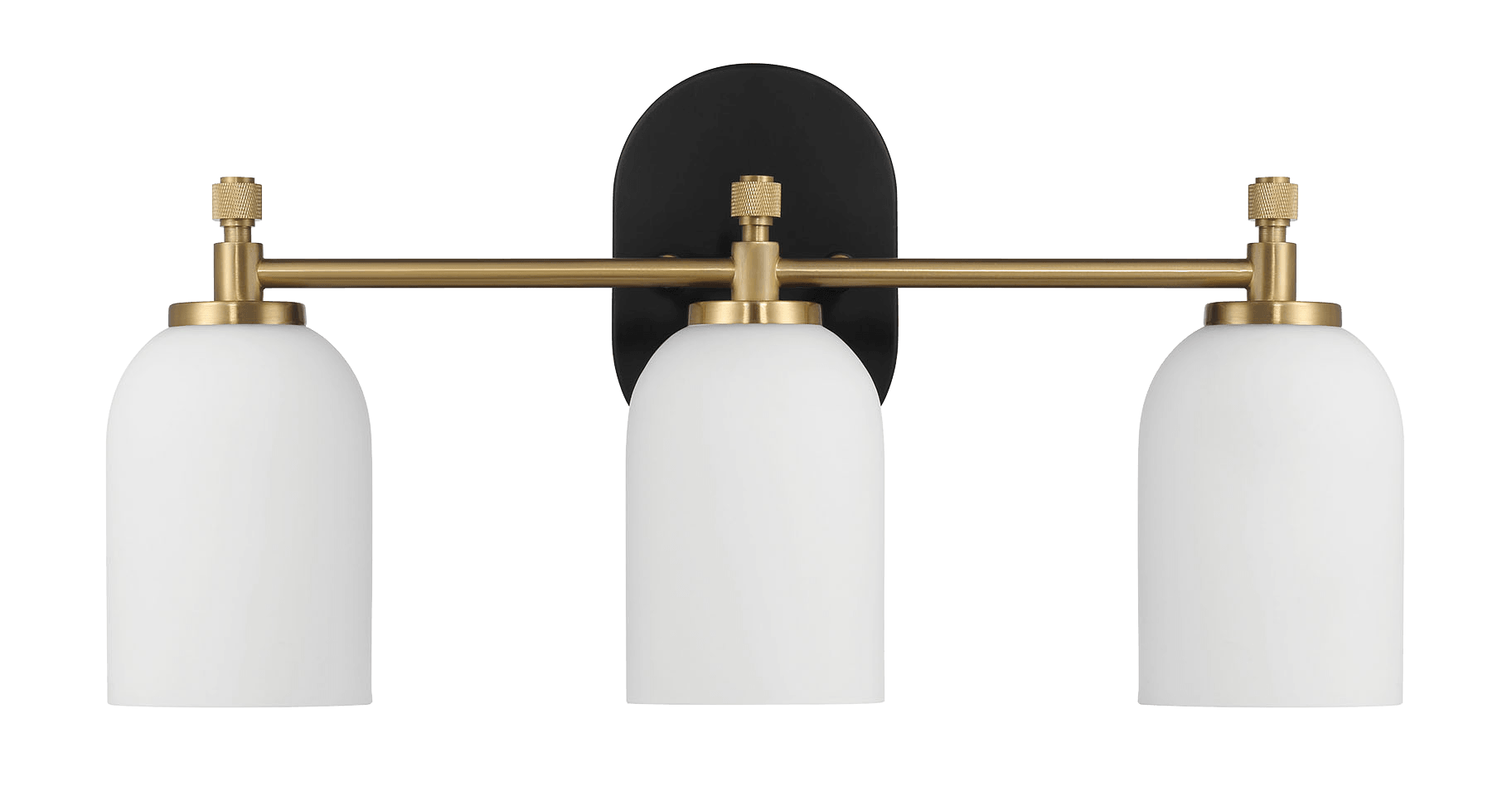 Meadows Three Lights Vanity Brushed Gold Bathroom Wall Light for Bathroom Over Mirror 20.5"W × 10.125"H × 5.5"E with White Frosted Glass - WLL03900501